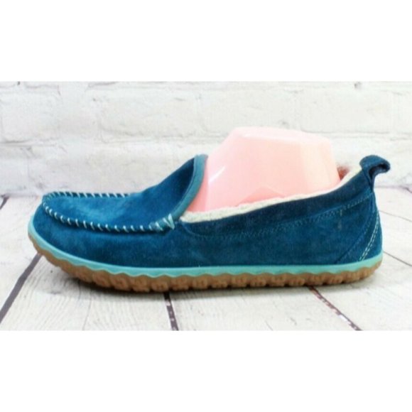 L.L. Bean Shoes - LL Bean Blue Suede Fleece Lined Mountain Moccasins Slipper Size 9 M